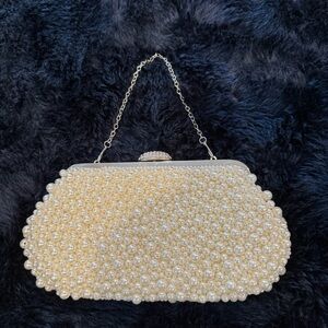 Elegant Pearl-Embellished Clutch